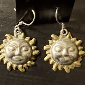Vintage Mexico Sterling 2 Tone Sunshine Earrings